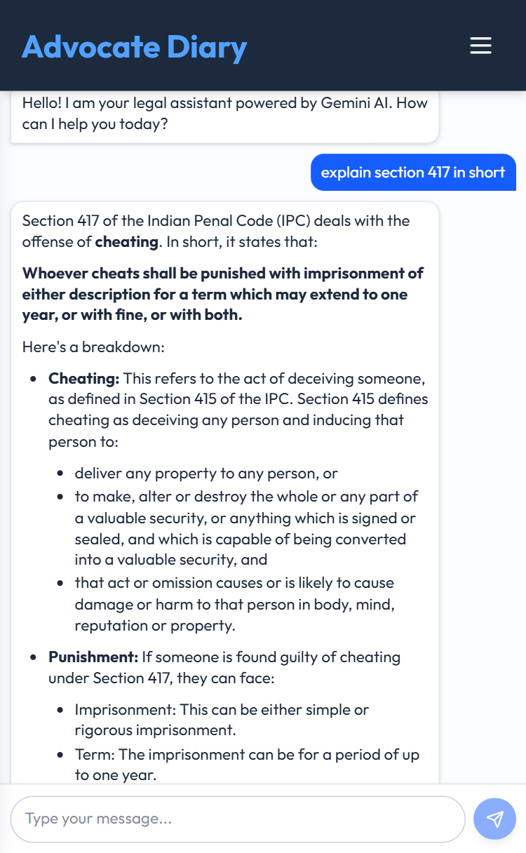 AI Chatbot Mobile View